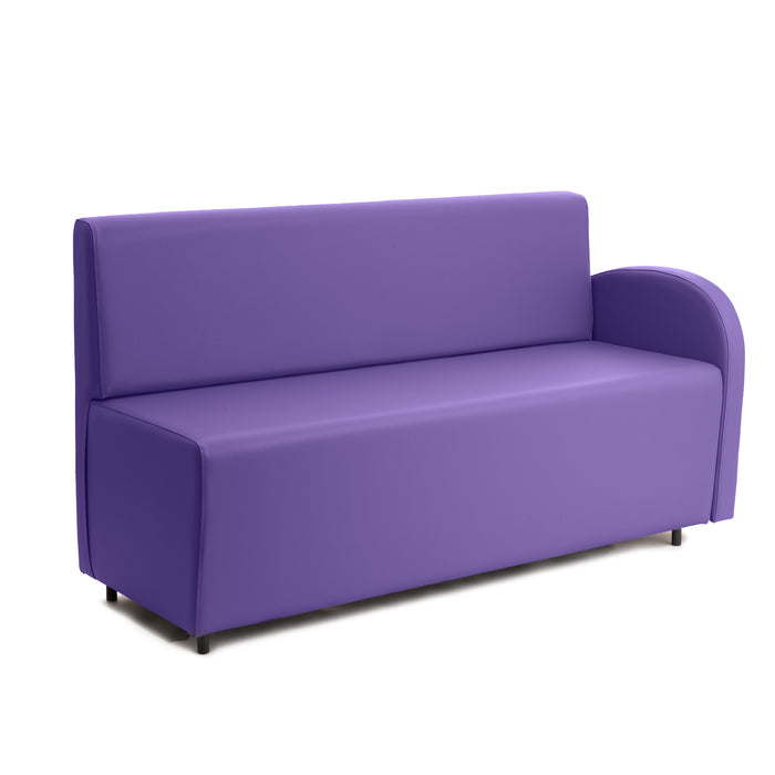 Divanetto Onda 3 posti con Bracciolo sx per Locali in ecopelle Ignifugo Mamba Dim 158x62xH88