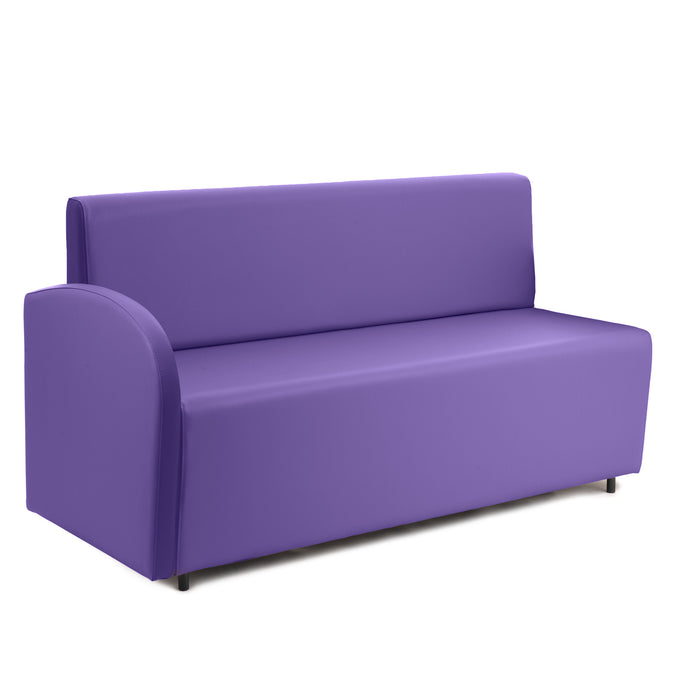 Divanetto Onda 3 posti con Bracciolo dx per Locali in ecopelle Ignifugo Mamba Dim 158x62xH88