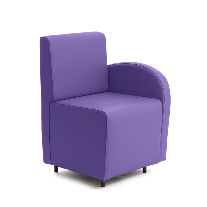 Divanetto Onda 1 posto con bracciolo dx per Locali in ecopelle Ignifugo Mamba Dim 58x62xH88