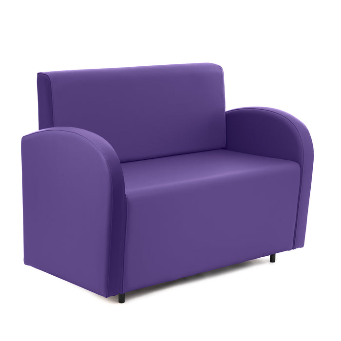 Divanetto Onda 2 posti con bracciolo dx per Locali in ecopelle Ignifugo Mamba Dim 108x62xH88
