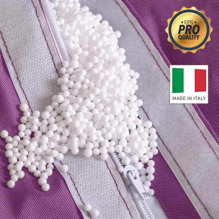 Pouf poltrona sacco con braccioli Ploof, Avalon in tessuto poliestere Jive per interno Imbottito. Dim: Ø85 x H90 cm