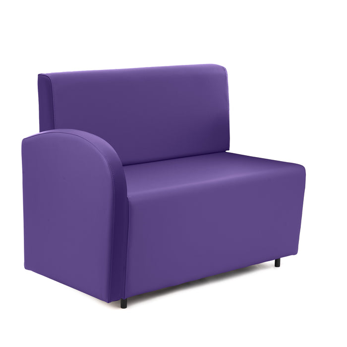 Divanetto Onda 2 posti con bracciolo dx per Locali in ecopelle Ignifugo Mamba Dim 108x62xH88