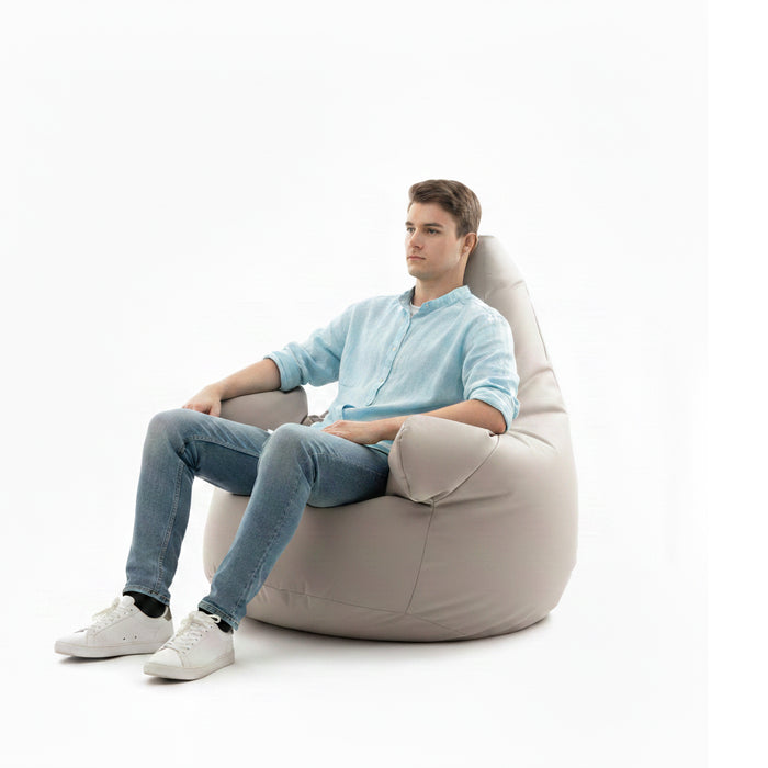 Pouf poltrona sacco Grande con braccioli Ploof, sfoderabile con sacca interna, Avalon in tessuto poliestere Jive per interno Imbottito, Antistrappo, Impermeabile Dim: Ø85 x H90 cm