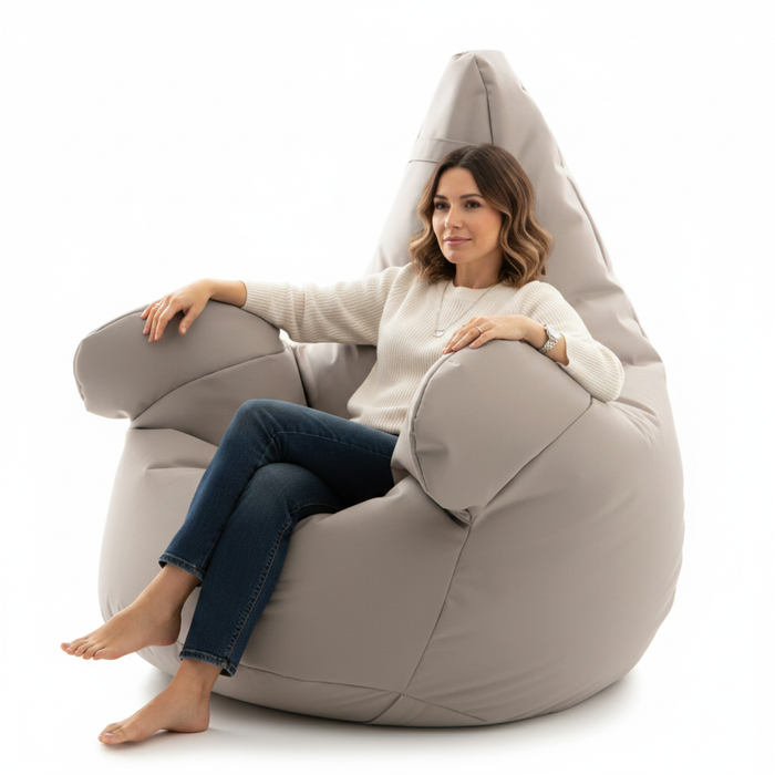 Pouf poltrona sacco Super Gigante XXL con braccioli Ploof, sfoderabile con sacca interna, Avalon in tessuto poliestere Jive per interno Imbottito, Antistrappo, Impermeabile Dim: Ø105 x H115 cm