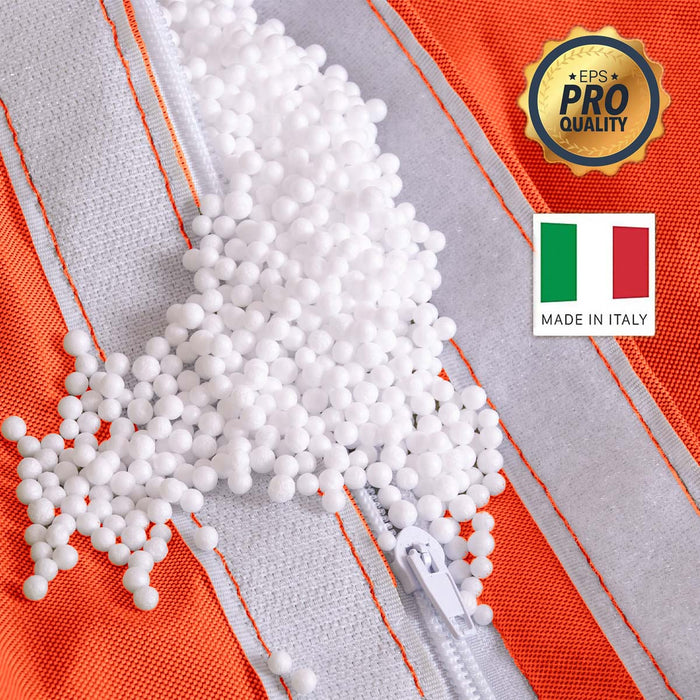 Pouf poltrona sacco con braccioli Ploof, Avalon in tessuto poliestere Jive per interno Imbottito. Dim: Ø85 x H90 cm