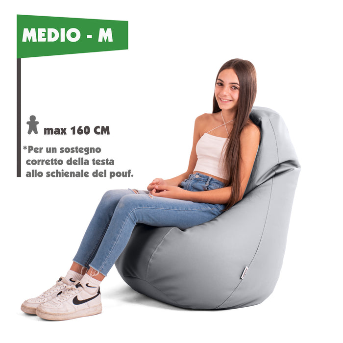 Discounted - Pouf Armchair Sacco BAG Leatherette Jazz dim. 68 x 107 cm Light Blue - Regenerated