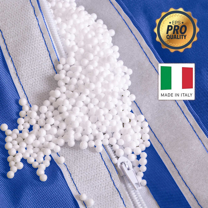 Pouf poltrona sacco con braccioli Ploof, Avalon in tessuto poliestere Jive per interno Imbottito. Dim: Ø85 x H90 cm