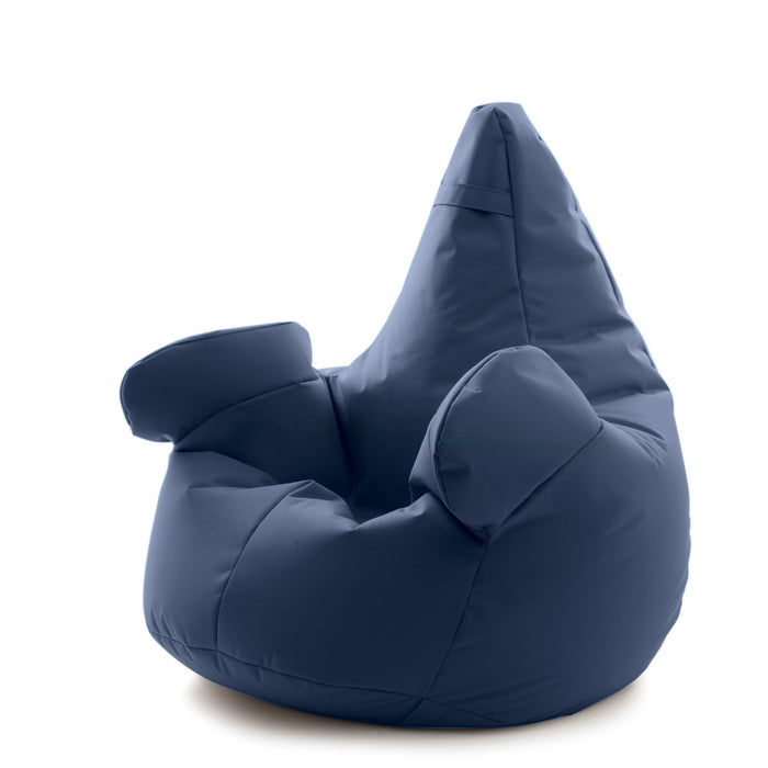 Pouf poltrona sacco Super Gigante XXL con braccioli Ploof, sfoderabile con sacca interna, Avalon in tessuto poliestere Samba per esterno Imbottito, Antistrappo, Impermeabile Dim: Ø105 x H115 cm