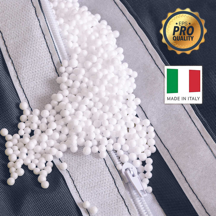 Pouf poltrona sacco con braccioli Ploof, Avalon in tessuto poliestere Jive per interno Imbottito. Dim: Ø85 x H90 cm