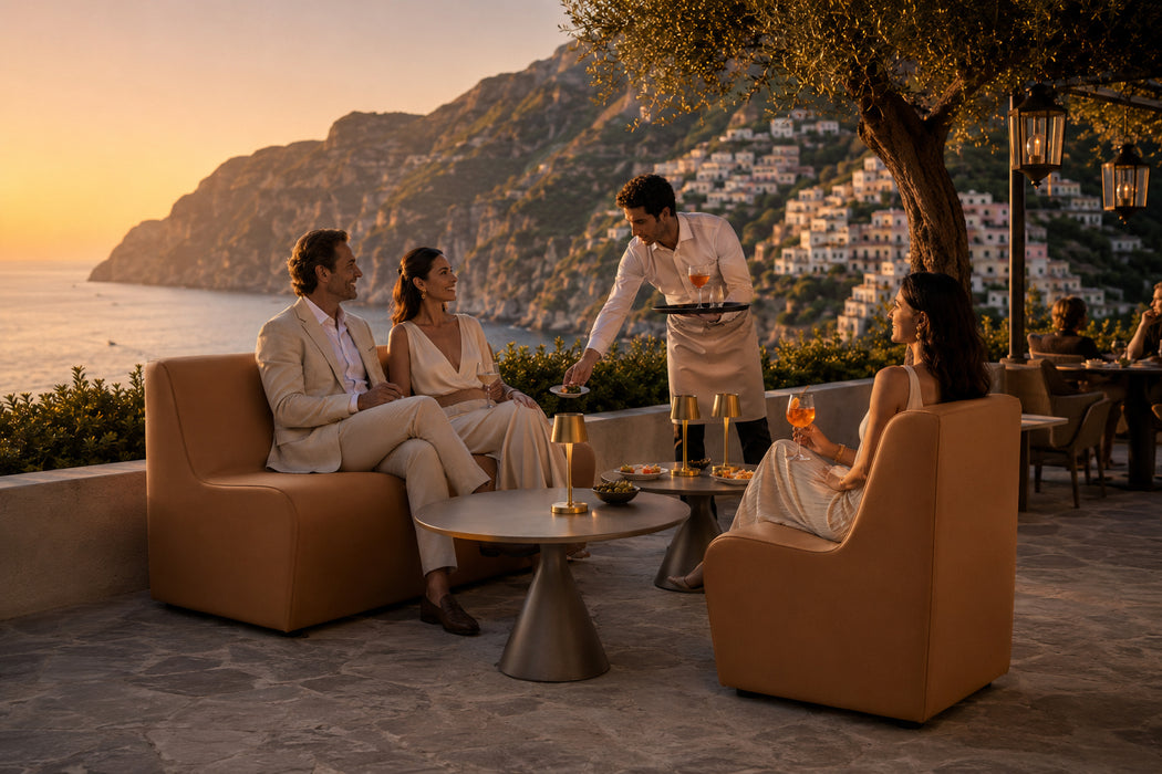 Dafne 2-Seater Sofa Armchair in Mamba Faux Leather for Outdoor Use