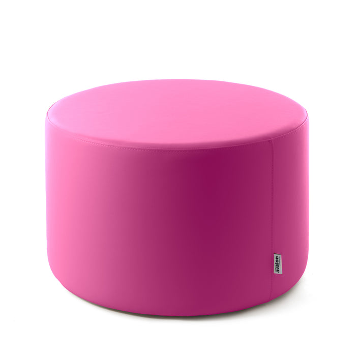 Avalon Rigid Cylinder Pouf Table in Mamba Trendy Faux Leather, Class 1-IM, Fire Retardant, for Indoor and Outdoor Use. Dimensions: Ø70 cm X H40 cm 