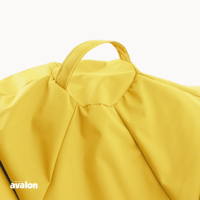 Ploof beanbag chair with Avalon footrest in Jive polyester fabric for indoor use. Dimensions: Ø80 x H80 cm.