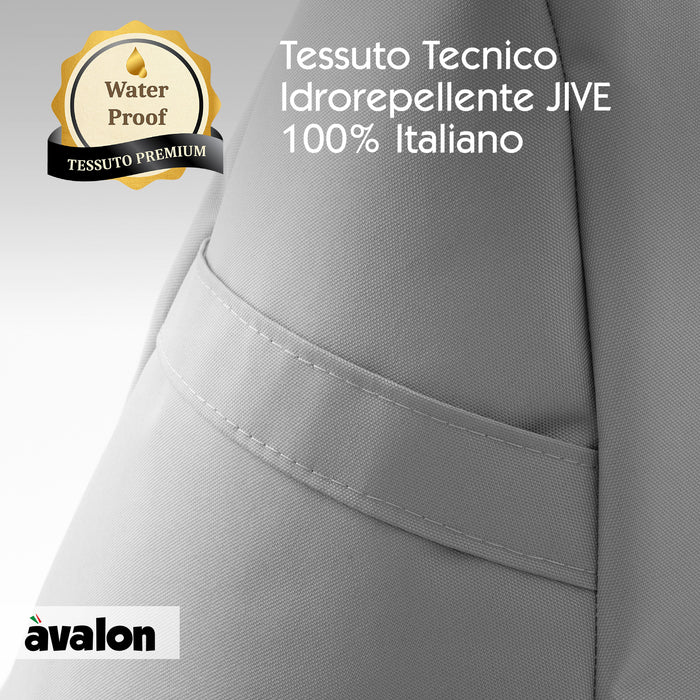 Pouf poltrona sacco con braccioli Ploof, Avalon in tessuto poliestere Jive per interno Imbottito. Dim: Ø85 x H90 cm