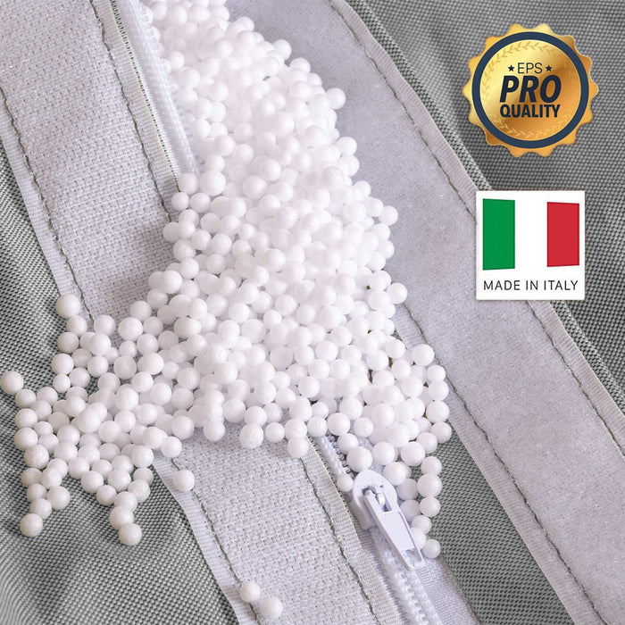 Pouf poltrona sacco con braccioli Ploof, Avalon in tessuto poliestere Jive per interno Imbottito. Dim: Ø85 x H90 cm