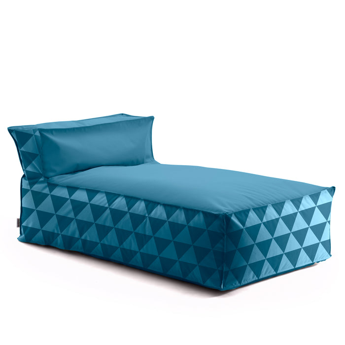 Deluz Pouf Bed in Geometric fabric for indoors and outdoors