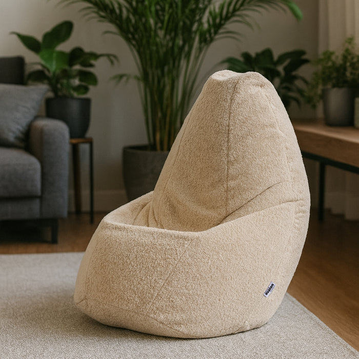 Pouf Poltrona Sacco Grande BAG L Avalon in tessuto Bouclè per interno dim. 80 x 125 cm