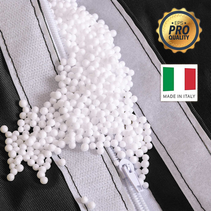 Pouf poltrona sacco con braccioli Ploof, Avalon in tessuto poliestere Jive per interno Imbottito. Dim: Ø85 x H90 cm