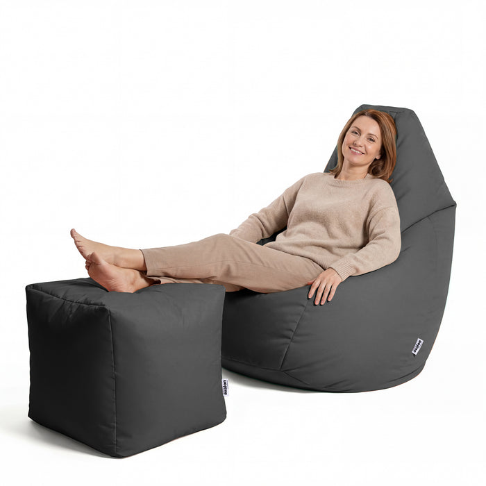 Puff Sillón Bean Bag Grande BAG L Jive en tela para uso interior dim. 80 x 125 centímetros
