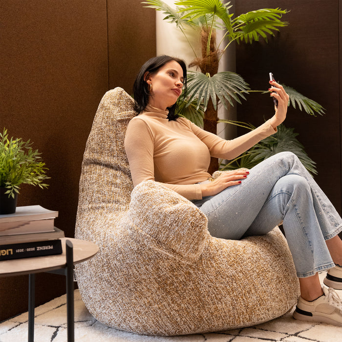 Pouf Poltrona Sacco Grande Ploof Avalon in tessuto Grisaglia per interno dim. Ø85 x H90 cm