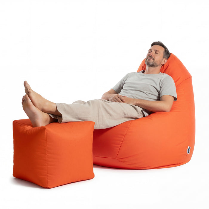 Pouf Poltrona Sacco Grande Sfoderabile con sacca interna BAG XXL Jive in tessuto per interno, Antistrappo, Impermeabile, opzione poggiapiedi - Ø95 x H135 cm