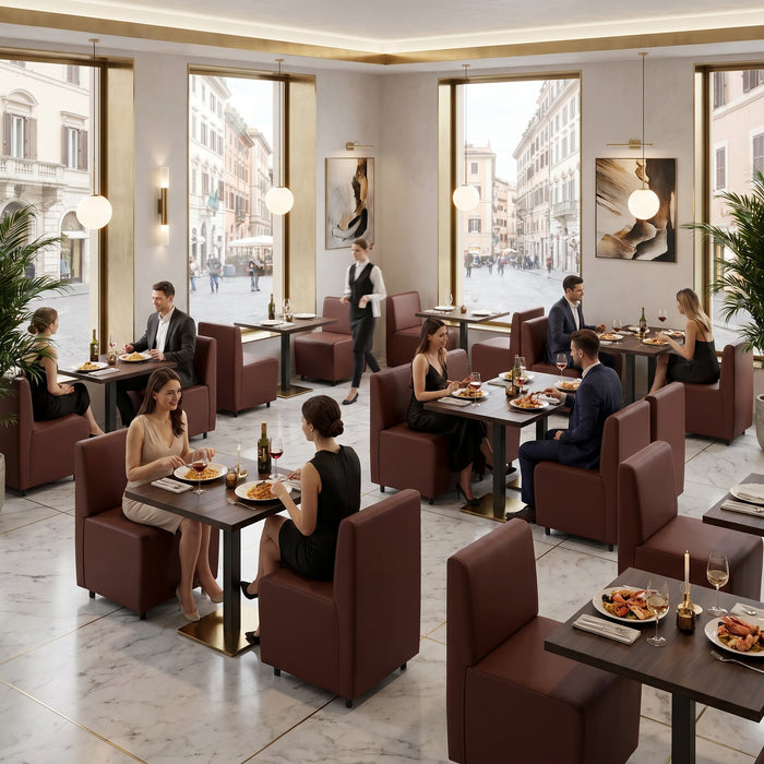 Sofá de 1 plaza para restaurante Essence en piel sintética Mamba Dim 50x62xH88