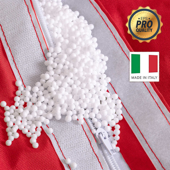 Pouf poltrona sacco con braccioli Ploof, Avalon in tessuto poliestere Jive per interno Imbottito. Dim: Ø85 x H90 cm