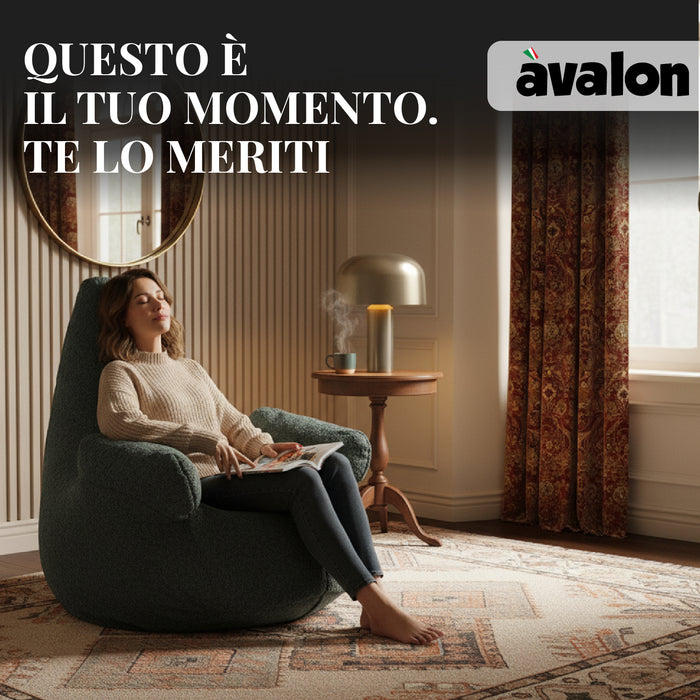 Pouf Poltrona Sacco Grande Ploof Avalon in tessuto Bouclè per interno dim. Ø85 x H90 cm