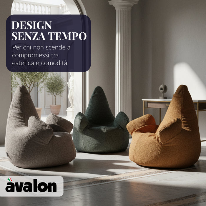Pouf Poltrona Sacco Grande Ploof Avalon in tessuto Bouclè per interno dim. Ø85 x H90 cm