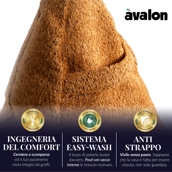 Pouf Poltrona Sacco Grande Ploof Avalon in tessuto Bouclè per interno dim. Ø85 x H90 cm