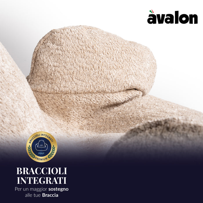 Pouf Poltrona Sacco Grande Ploof Avalon in tessuto Bouclè per interno dim. Ø85 x H90 cm
