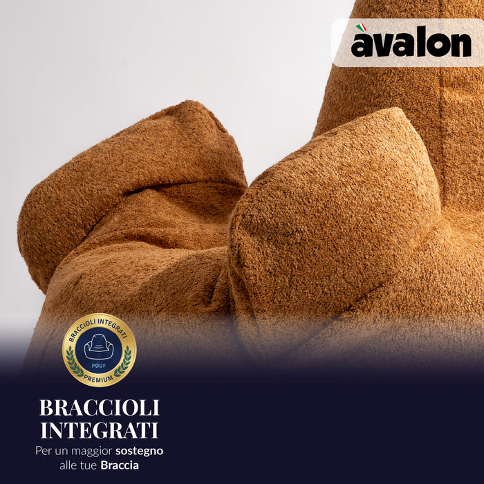 Pouf Poltrona Sacco Grande Ploof Avalon in tessuto Bouclè per interno dim. Ø85 x H90 cm