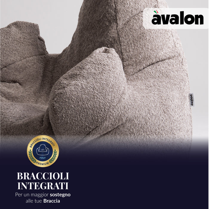 Pouf Poltrona Sacco Grande Ploof Avalon in tessuto Bouclè per interno dim. Ø85 x H90 cm