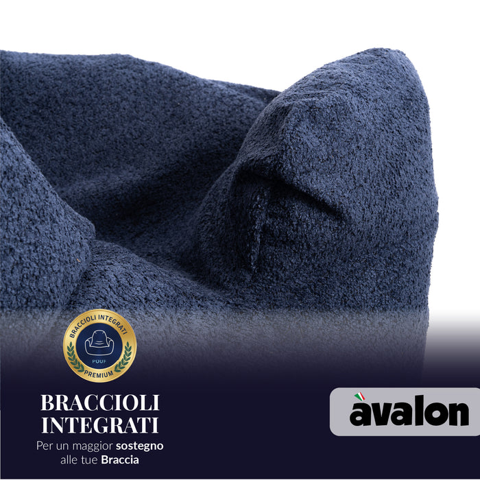 Pouf Poltrona Sacco Grande Ploof Avalon in tessuto Bouclè per interno dim. Ø85 x H90 cm