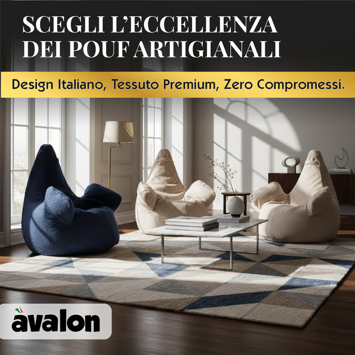 Pouf Poltrona Sacco Grande Ploof Avalon in tessuto Bouclè per interno dim. Ø85 x H90 cm