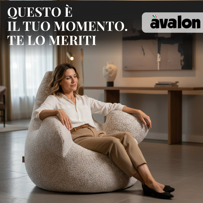 Pouf Poltrona Sacco Grande Ploof Avalon in tessuto Grisaglia per interno dim. Ø85 x H90 cm