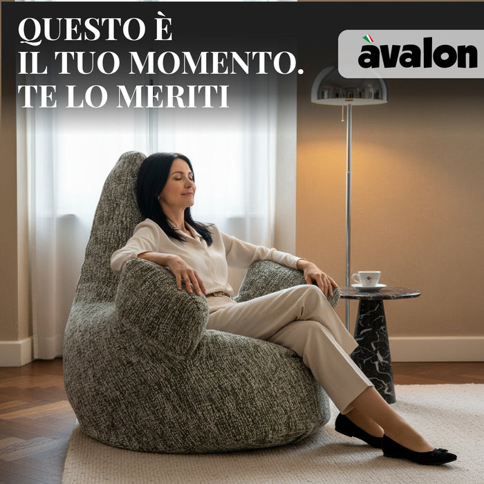 Pouf Poltrona Sacco Grande Ploof Avalon in tessuto Grisaglia per interno dim. Ø85 x H90 cm