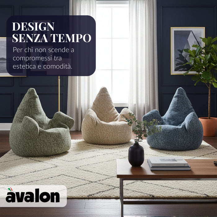 Pouf Poltrona Sacco Grande Ploof Avalon in tessuto Grisaglia per interno dim. Ø85 x H90 cm