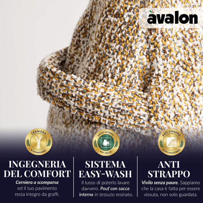 Pouf Poltrona Sacco Grande Ploof Avalon in tessuto Grisaglia per interno dim. Ø85 x H90 cm