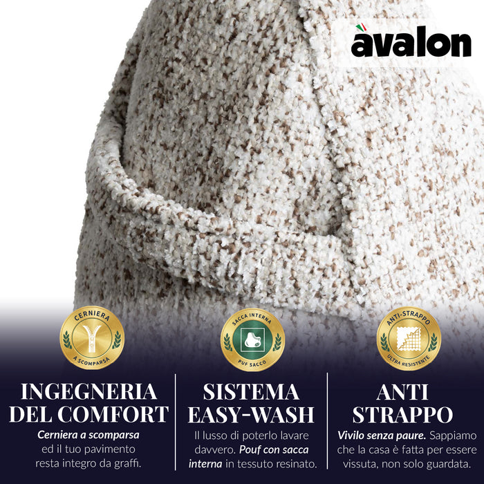 Pouf Poltrona Sacco Grande Ploof Avalon in tessuto Grisaglia per interno dim. Ø85 x H90 cm