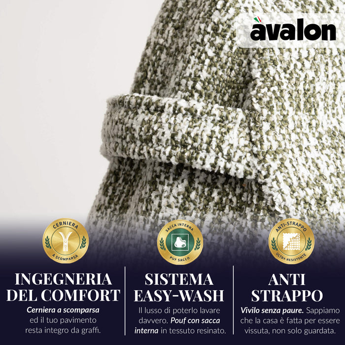 Pouf Poltrona Sacco Grande Ploof Avalon in tessuto Grisaglia per interno dim. Ø85 x H90 cm