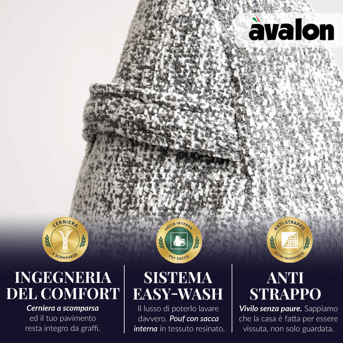 Pouf Poltrona Sacco Grande Ploof Avalon in tessuto Grisaglia per interno dim. Ø85 x H90 cm