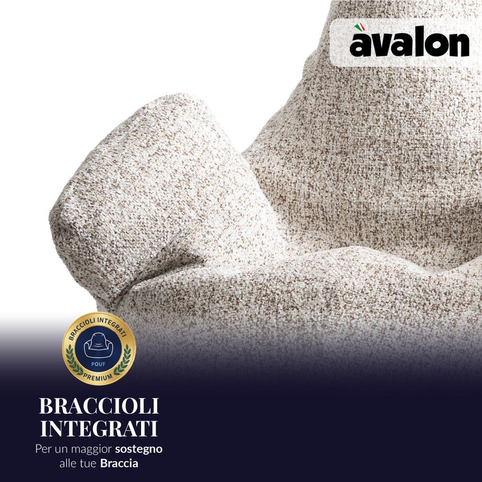 Pouf Poltrona Sacco Grande Ploof Avalon in tessuto Grisaglia per interno dim. Ø85 x H90 cm
