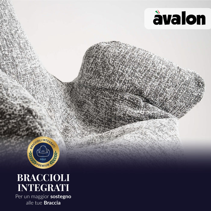 Pouf Poltrona Sacco Grande Ploof Avalon in tessuto Grisaglia per interno dim. Ø85 x H90 cm