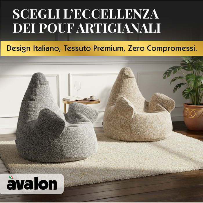 Pouf Poltrona Sacco Grande Ploof Avalon in tessuto Grisaglia per interno dim. Ø85 x H90 cm
