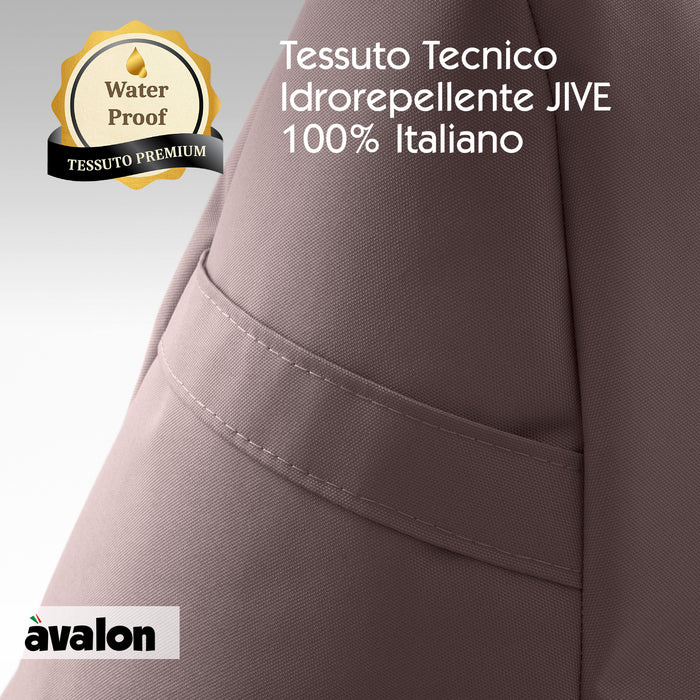 Pouf poltrona sacco con braccioli Ploof, Avalon in tessuto poliestere Jive per interno Imbottito. Dim: Ø85 x H90 cm