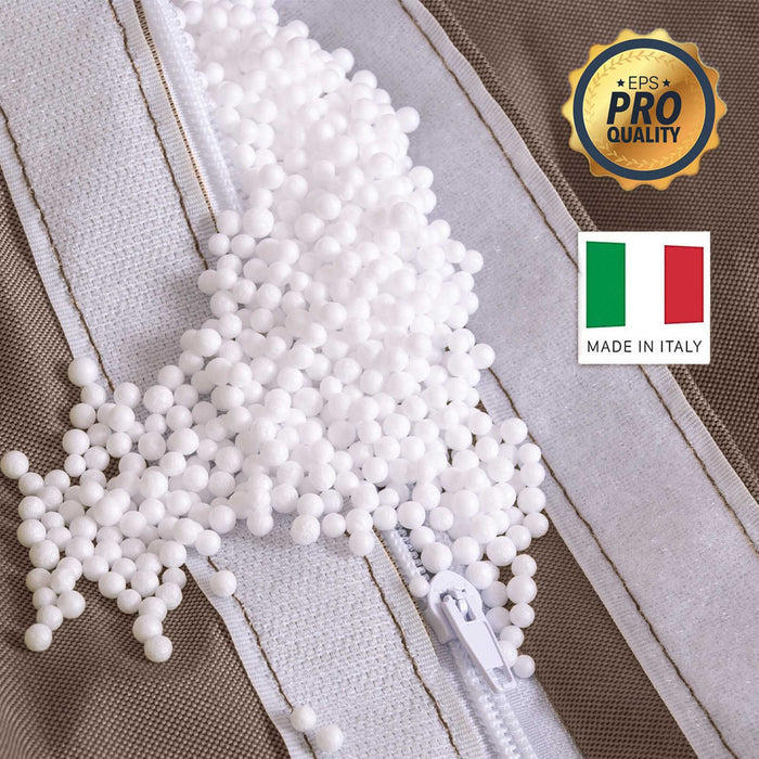 Pouf poltrona sacco con braccioli Ploof, Avalon in tessuto poliestere Jive per interno Imbottito. Dim: Ø85 x H90 cm