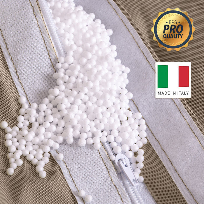 Pouf poltrona sacco con braccioli Ploof, Avalon in tessuto poliestere Jive per interno Imbottito. Dim: Ø85 x H90 cm