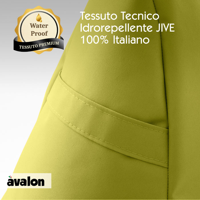 Pouf poltrona sacco con braccioli Ploof, Avalon in tessuto poliestere Jive per interno Imbottito. Dim: Ø85 x H90 cm