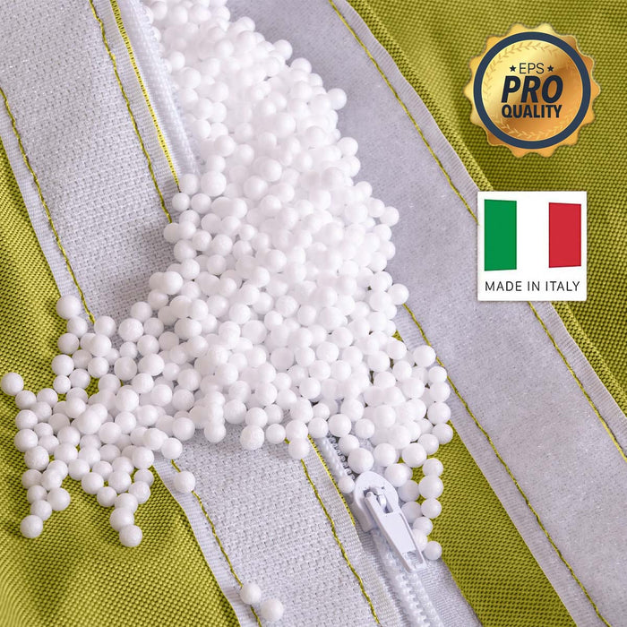 Pouf poltrona sacco con braccioli Ploof, Avalon in tessuto poliestere Jive per interno Imbottito. Dim: Ø85 x H90 cm