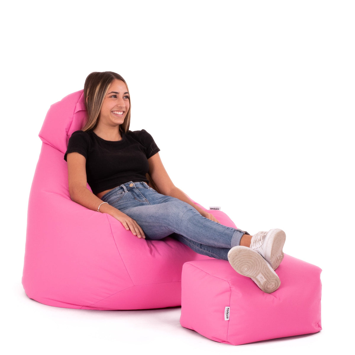 Herry beanbag chair with Avalon footrest in Jive polyester fabric